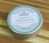 100% Natural and Homemade Coconut Oil Healing Rub with Rosemary and Eucalyptus Essential Oils